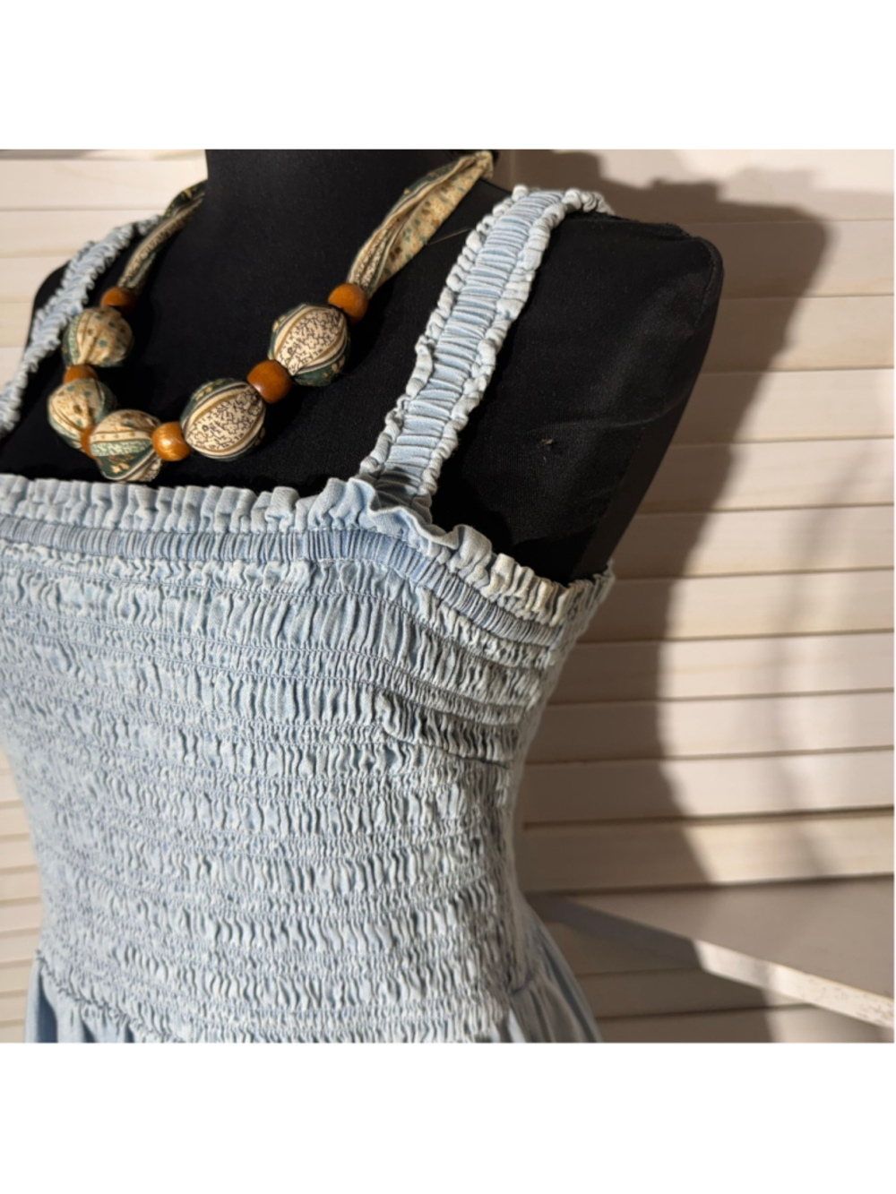 Vintage Y2K Gap babydooll denim dress tiered cotton cottage boho Western coastal - Picture 6 of 11